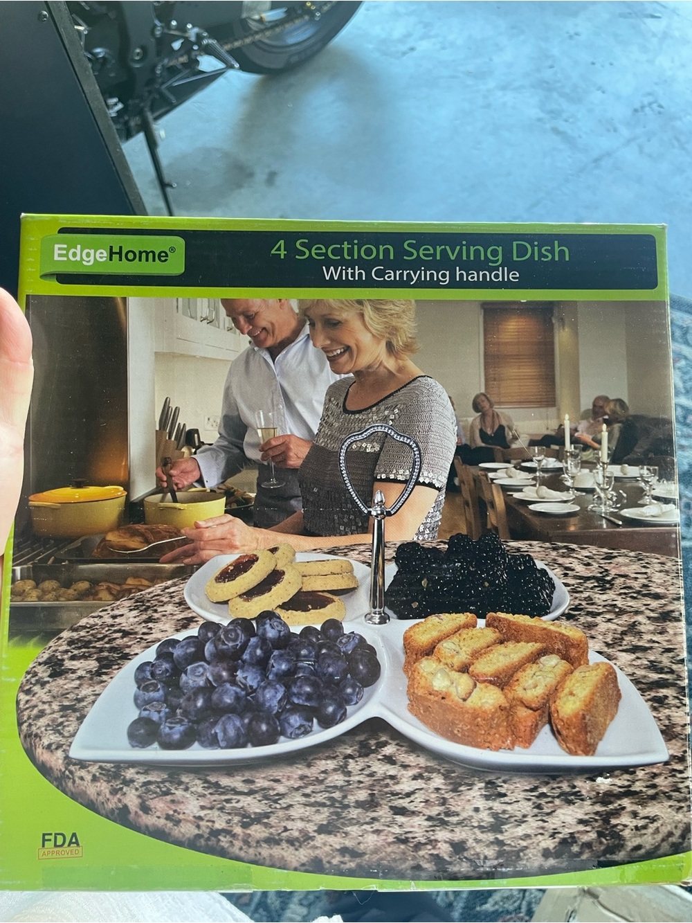 Brand New! Unopened. EdgeHome 4-Section White Serving Dish with Carry Handle